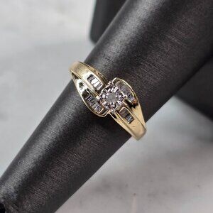 Womens Vintage Estate 10K Yellow Gold Ring Diamond Ring, 3.0g E3771